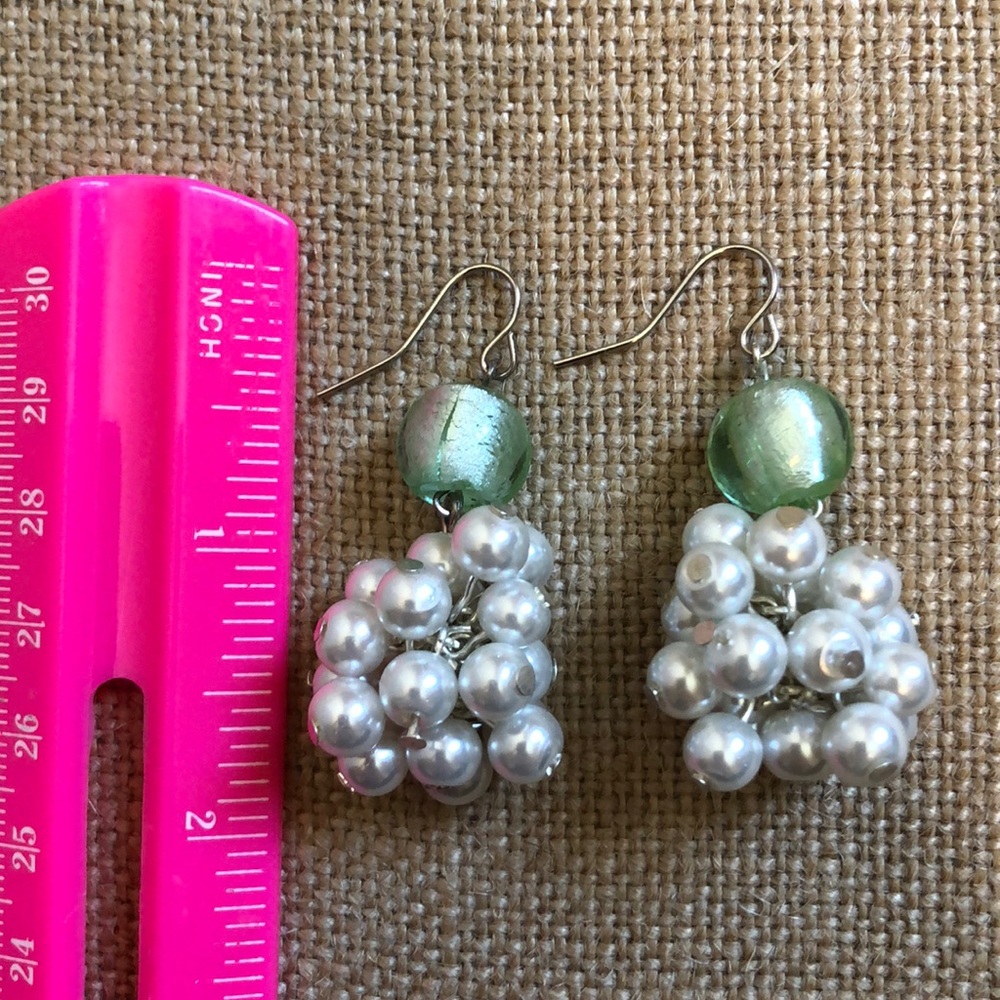 Pearl & Sea Green Glass Bead Necklace and Earrings - Picture 8 of 8